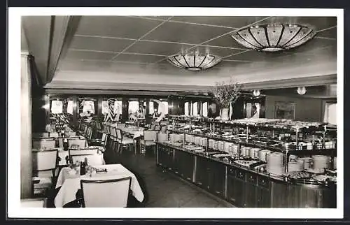 AK Fährschiff Deutschland, Kaltes Buffet im Schiffsrestaurant