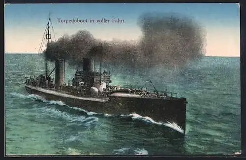 AK Torpedoboot in voller Fahrt