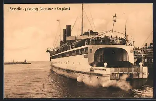 AK Fährschiff Preussen in See gehend
