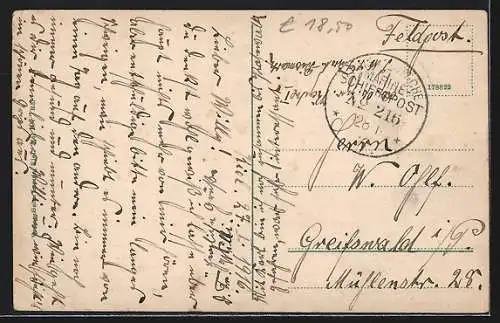 AK Kriegsschiff SMS Undine mit rauchenden Schornsteinen