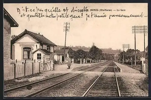 AK Humes /Hte-Marne, La Gare