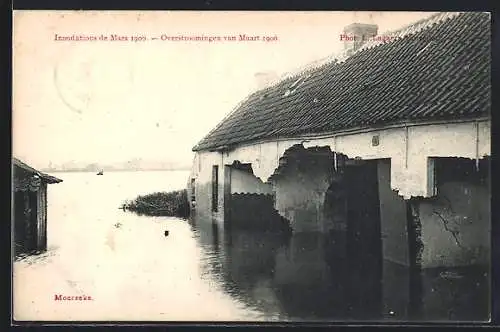 AK Moerzeke, Inondations de Mars 1906