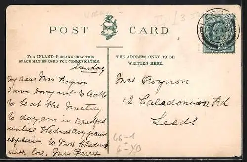 AK Leeds, Park Row, Strassenbahn