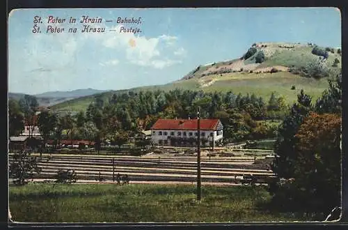 AK St. Peter in Krain, Blick auf den Bahnhof