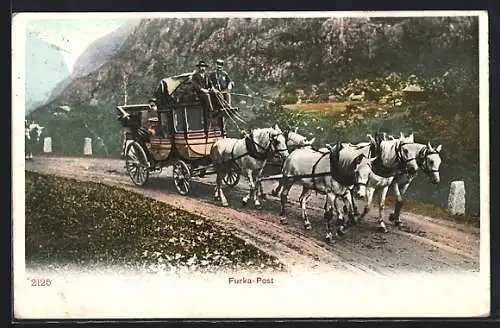 AK Grimsel-Postkutsche in Fahrt
