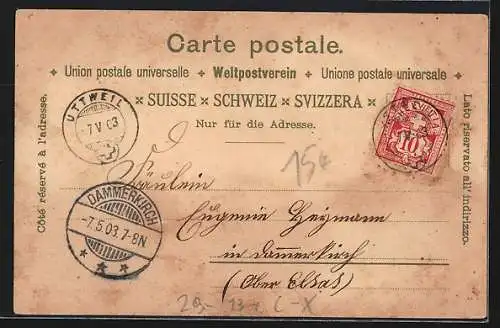 Winter-Lithographie Säntis, Schutzhaus in Gipfelnähe, Wildkirchli, Seealpsee