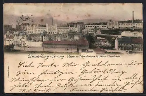 AK Aussig, Allgemeine deutsche Ausstellung 1903, Partie mit Industrue- & Maschinenhalle