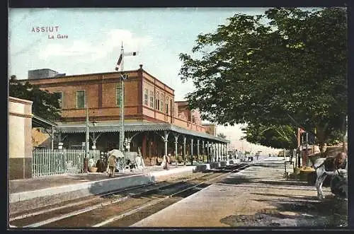 AK Assiut, La Gare - Bahnhof