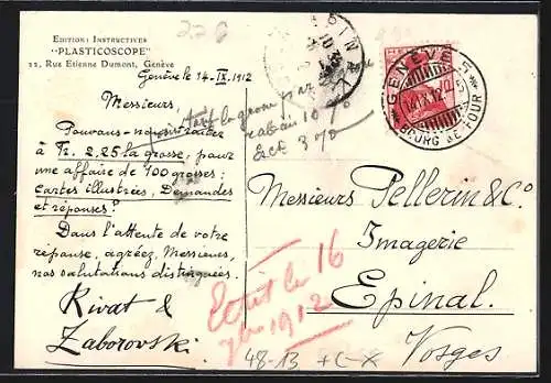 AK Genève, Edition Instructives Plasticoscope, 22, Rue Etienne Dumont