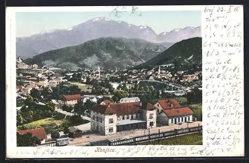 AK Konjica, Bahnhof mit Ortsansicht