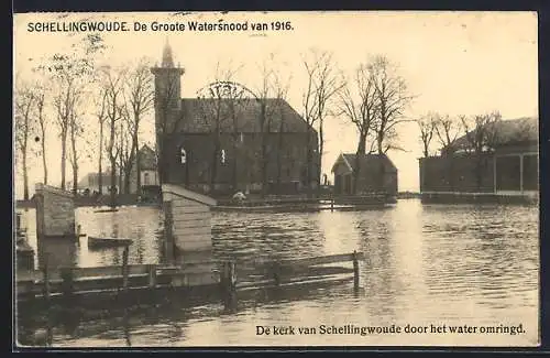 AK Schellingwoude, Groote Watersnood van 1916 / Hochwasser1916, Kerk