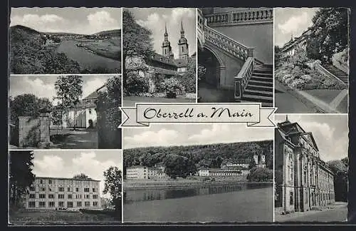 AK Zell / Main, Innen- und Aussenansicht des Kloster Oberzell