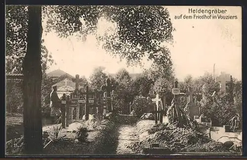 AK Vouziers, Heldengräber auf dem Friedhof