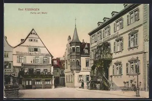 AK Bad Kissingen, Partie am Markt mit Hotel Wittelsbach