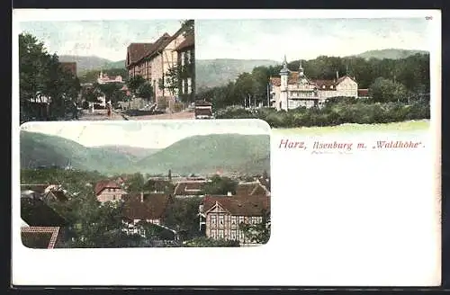 AK Ilsenburg / Harz, Ortspartie mit Hotel Waldhöhe
