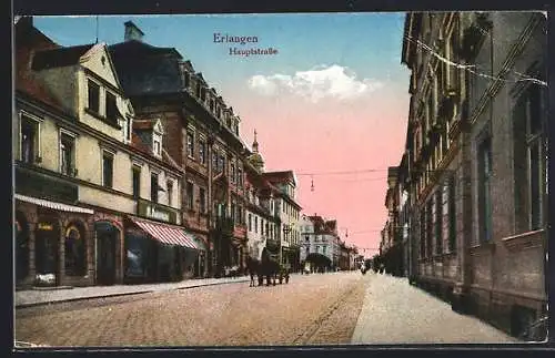 AK Erlangen, Hauptstrasse mit Geschäft