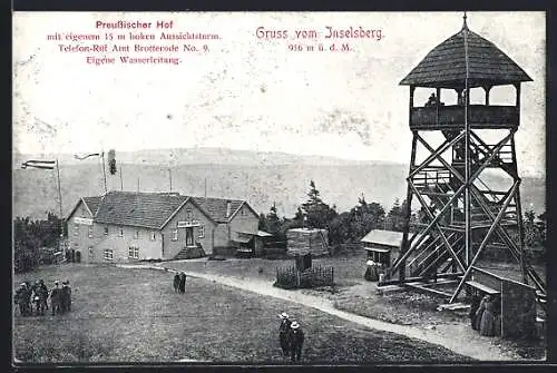 AK Inselsberg, Preussischer Hof mit Aussichtsturm