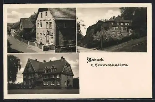 AK Asbach / Schmalkalden, Café Endter, Strassenpartie