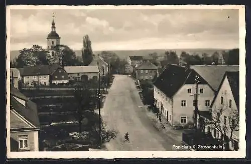 AK Ponickau ü. Grossenhain, Teilansicht mit dem Kirchturm