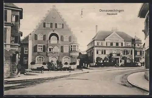 AK Donaueschingen, Strassenpartie in der Neustadt