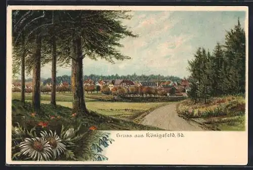 Künstler-AK Königsfeld /Baden, Teilansicht