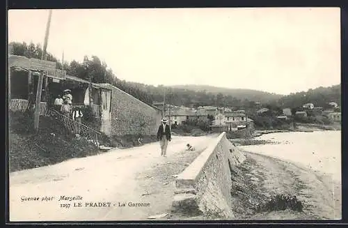 AK Le Pradet, La Garonne et promenade au bord de l`eau