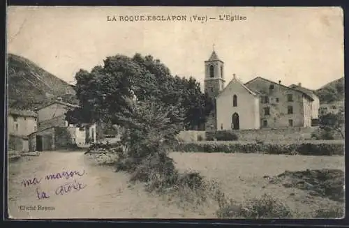 AK La Roque-Esclapon, L`Église et paysage environnant
