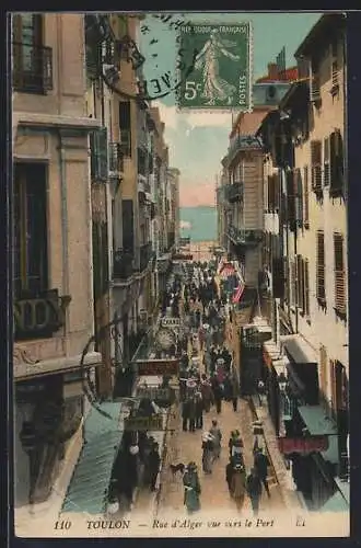 AK Toulon, Rue d`Alger vue vers le Port