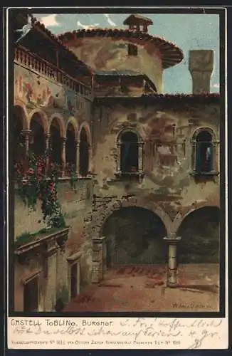 Künstler-AK Zeno Diemer: Madruzzo, Castell Toblino, Burghof