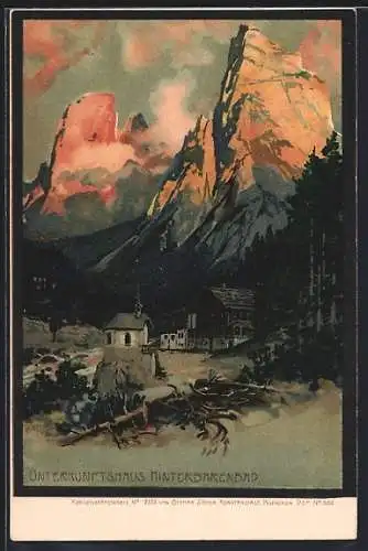 Künstler-AK Zeno Diemer: Hinterbärenbad, Unterkunftshaus in der Dämmerung