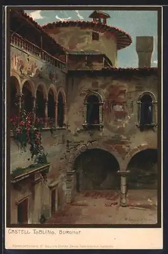 Künstler-AK Zeno Diemer: Madruzzo, Castell Toblino, Burghof