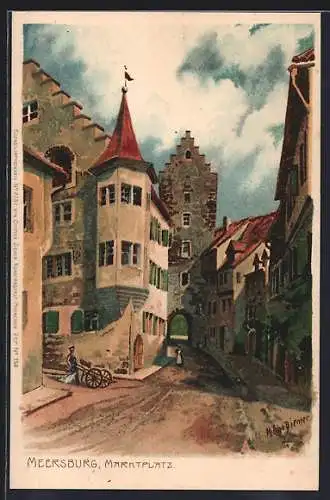 Künstler-AK Zeno Diemer: Meersburg, Marktplatz mit Tor