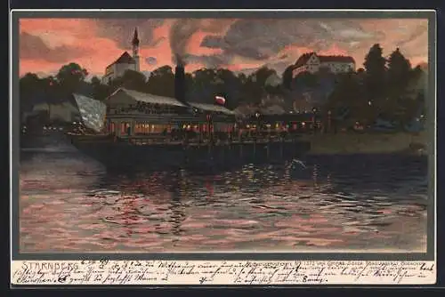 Künstler-AK Zeno Diemer: Starnberg, Dampfer an der Anlegestelle