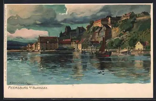 Künstler-AK Zeno Diemer: Meersburg am Bodensee