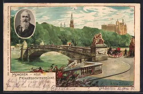 Künstler-AK Zeno Diemer: München, An der neuen Prinzregentenbrücke