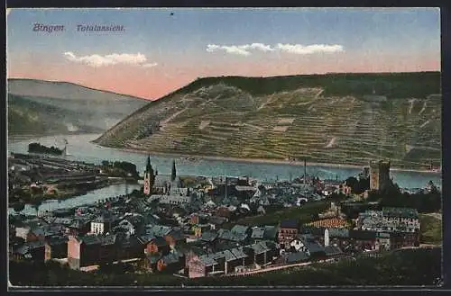 AK Bingen / Rhein, Ortsansicht mit Flusspartie