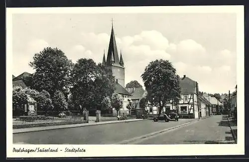 AK Drolshagen /Sauerland, Blick auf den Stadtplatz