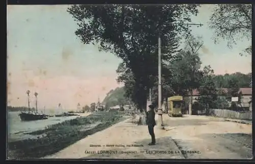 AK Lormont, Les Bords de la Garonne, Strassenbahn