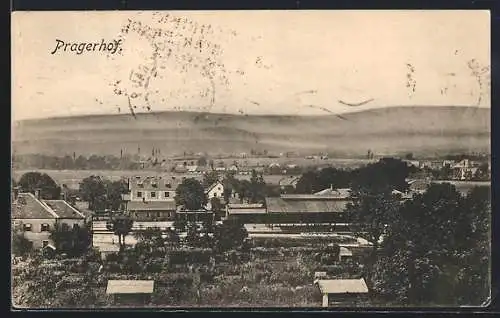 AK Pragerhof, Ortsansicht mit Bahnhof