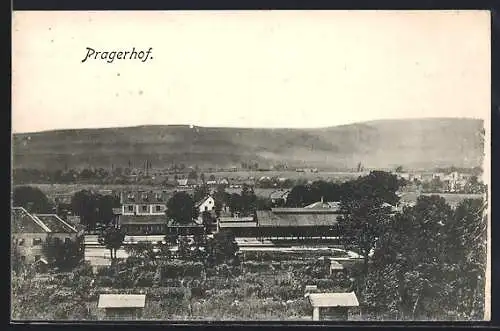 AK Pragerhof, Ortsansicht mit Bahnhof