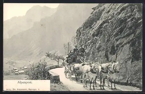 AK Alpenpost, Postkutsche unterwegs