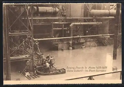 AK Seraing, Crue de la Meuse 1925-26, Usine Cockerill, les Hauts fourneaux