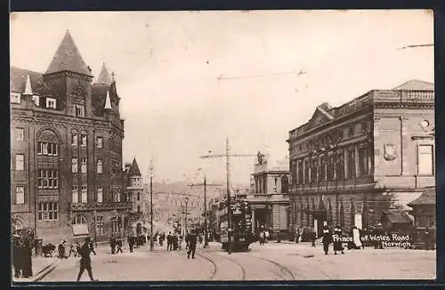 AK Norwich, Prince of Wales Road, Strassenbahn