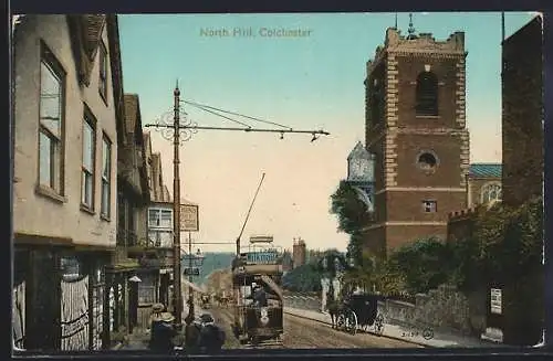 AK Colchester, North Hill, Strassenbahn