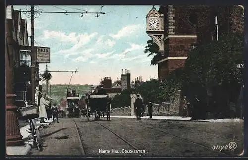 AK Colchester, North Hill, Strassenbahn