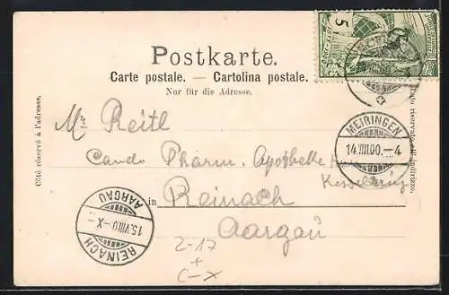 AK Innertkirchen, Grimselpost, Postkutsche in den Bergen