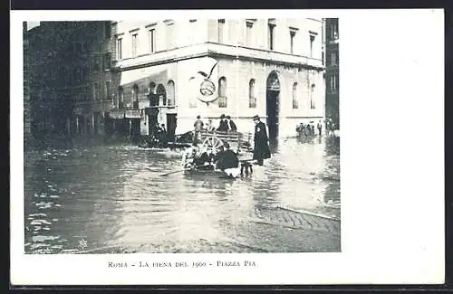 AK Roma, La Piena del 1900, Piazza Pia