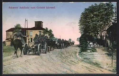 AK Schwere Artillerie um Gefecht fahrend