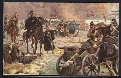 AK Sechspfünder Batterie des 3 bayr. Artillerie Regiments unter Prinz Leopold bei Villepion