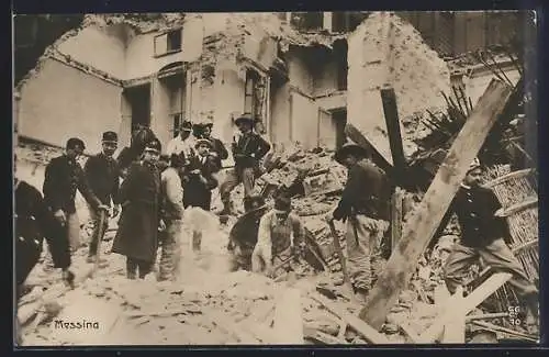 AK Messina, Zerstörtes Haus nach dem Erdbeben